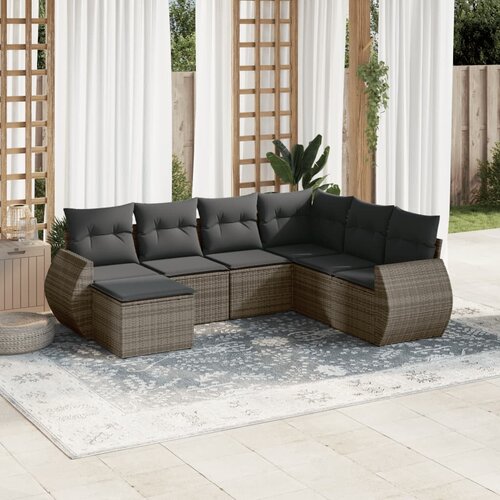  7-dijelni set vrtnih sofa sivi od poliratana Cijene