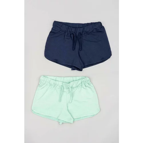 Zippy Dječje pamučne kratke hlače 2-pack boja: zelena, glatki materijal, podesivi struk