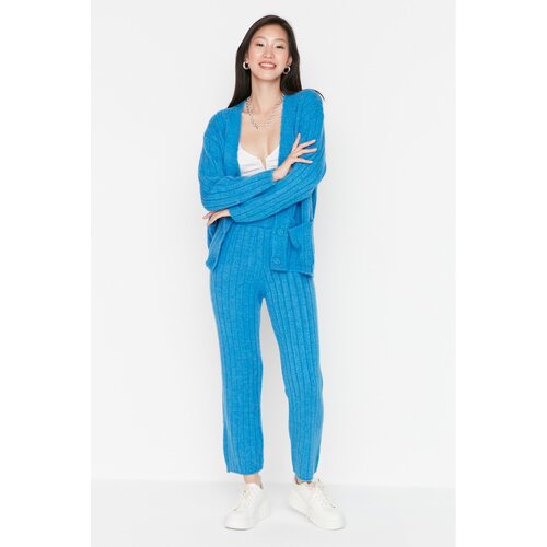 Trendyol Blue Button Detailed Cardigan Pants Knitwear Bottom-Top Suit Slike