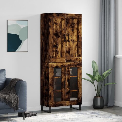 vidaXL Visoka komoda dimljeni hrast 69 5x34x180 cm konstruiranog drva Cijene