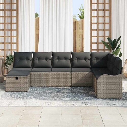  Sjedeća garnitura za vrt 8 kom. Siva poliratan 287,5 x 177,5 x 85 cm Slike