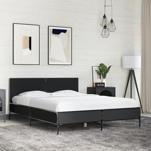  Okvir za krevet crni 135x190 cm konstruirano drvo i metal Cijene