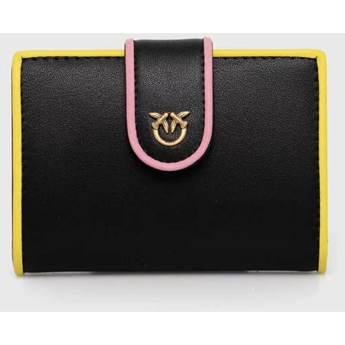 Pinko Usnjena denarnica ženska, črna barva, 102840 A1K1