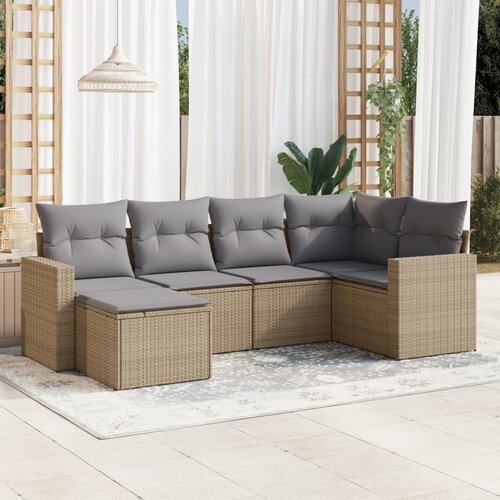 VidaXL 6-dijelni set vrtnih sofa s jastucima bež od poliratana Slike
