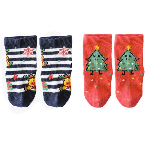 Koly Socks set novogodišnjih čarape za bebe 2/1 crveno-teget Slike