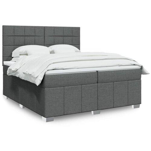 vidaXL Box spring postelja z vzmetnico temno siva 200x200 cm blago Cene