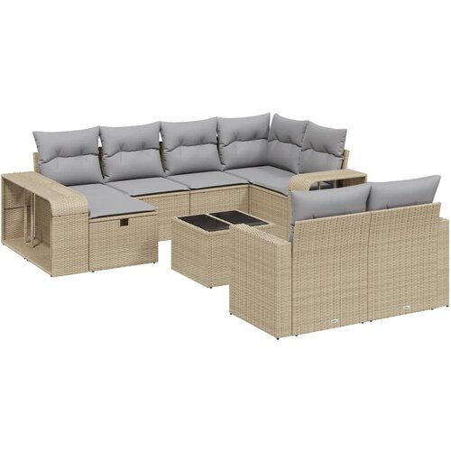 vidaXL 11-dijelni set vrtnih sofa od poliratana s jastucima bež Cijene