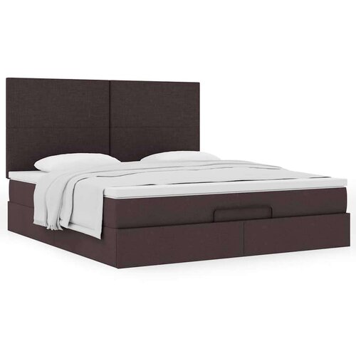 vidaXL Otomanski posteljni okvir z vzmetnico rjav 160x200 cm blago, (21653346) Cene