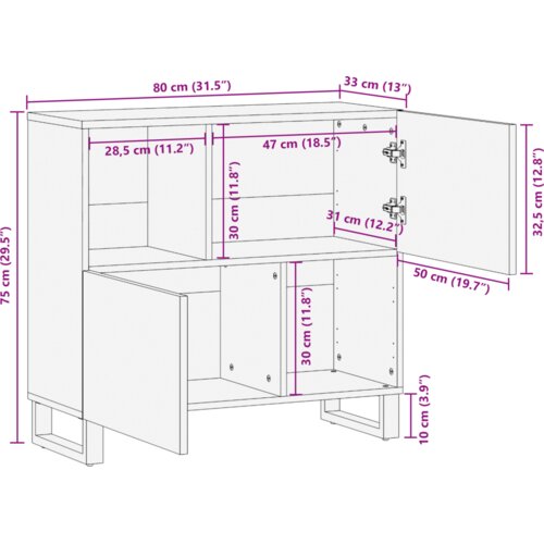 VidaXL sideboard 80x33.5x75 cm puno drvo mango Slike