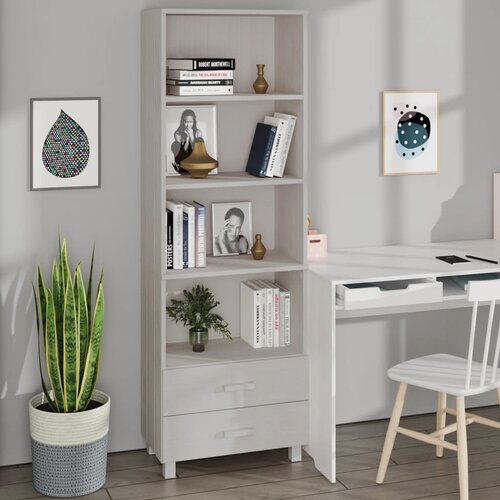  Visoka komoda HAMAR bijela 60 x 35 x 180 cm od masivne borovine Cijene