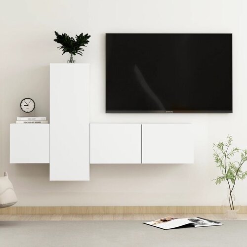 The Living Store Komplet TV omaric 3-delni bela iverna plo&amp;scaron;ča - TV Omarica, (21434629) Slike