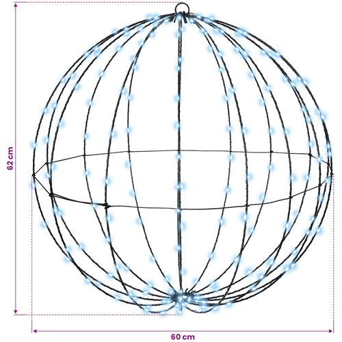  Lopta Hladna bijela 60 x 60 x 62 cm Metal 192 LED lampica Slike