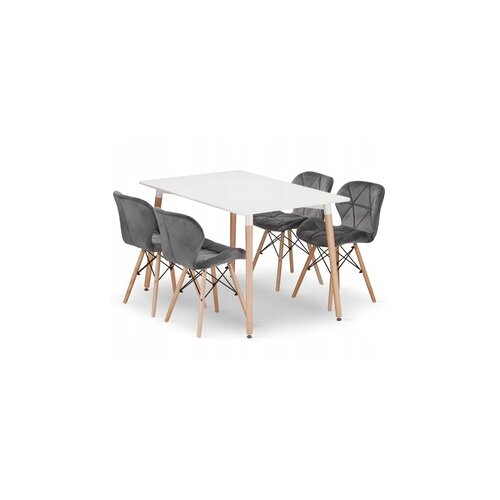 BOLZZ MILANO STO 120x80 cm + FERRA trpezarijske stolice set 4 kom Velvet siva BOLMILTBLWHIT + KJC208 GRAY Cene