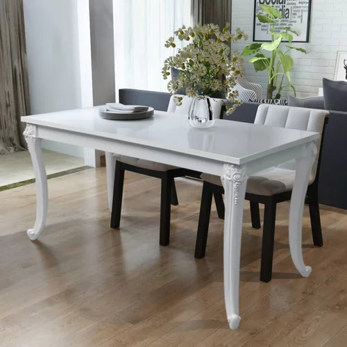  Blagovaonski stol visokog sjaja bijeli 116 x 66 x 76 cm