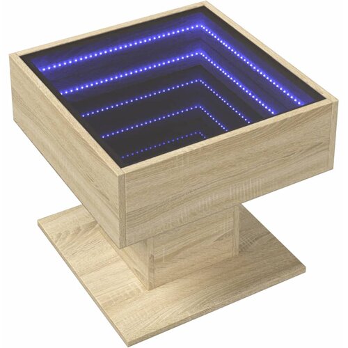  Stolić za kavu LED boja hrasta 50x50x45 cm konstruirano drvo Smeđa Slike