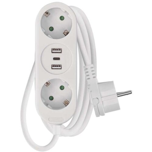 Emos Podalj&amp;scaron;ek 1,5 m / 2 vtičnic+2&amp;times;USB A+1&amp;times;USB C / beli / PVC / 1,5 mm2 Slike