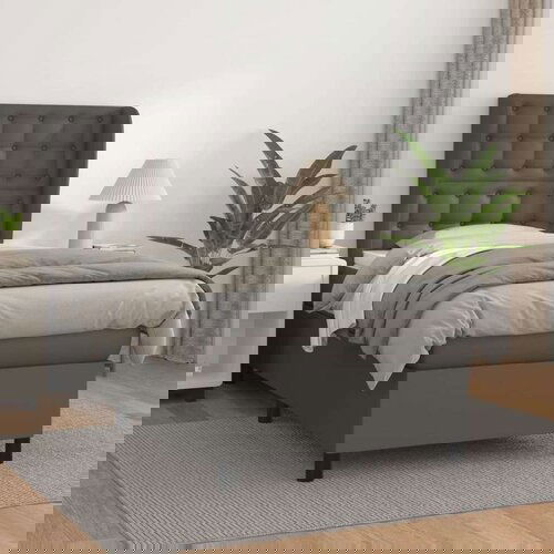  Box spring postelja z vzmetnico siva 90x200 cm umetno usnje, (20790085) Slike