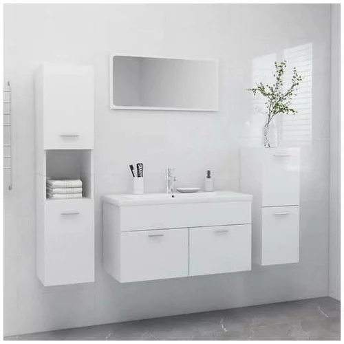  Komplet kopalniškega pohištva visok sijaj bele barve iverna pl.