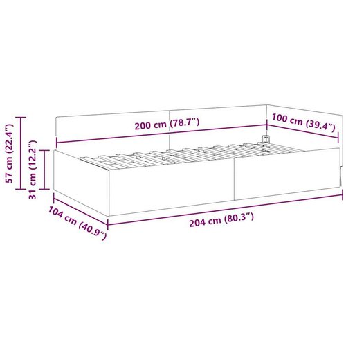 VidaXL Kutni okvir kreveta Ostalo s uzglavljem Tamno siva 100 x 200 cm Slike