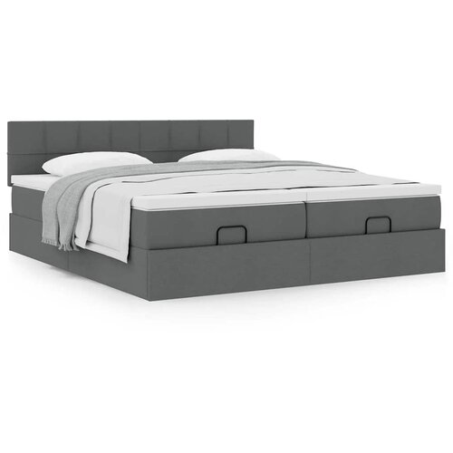 VidaXL Otomanski okvir kreveta s madracima tamnosivi 200x200cm tkanine Slike