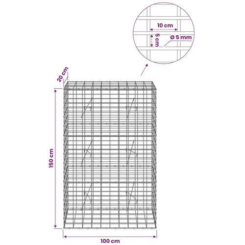  Gabion s žicom debljine 5 mm i mrežom 5x10 cm 100x20x150 cm - 20 cm 150 cm 100 cm Slike