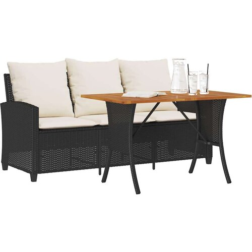  Vrtna sofa 3-sjed s jastucima i stolom od crnog poliratana Slike