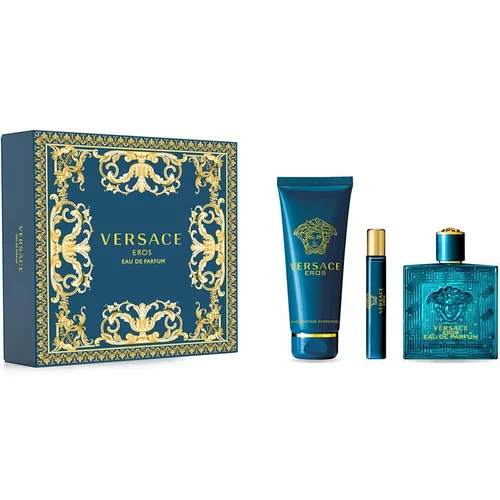 Versace Eros SET1 Set parfumska voda 100 ml + parfumska voda 10 ml + gel za prhanje 150 ml za moške