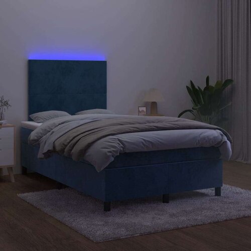  Krevet s oprugama i madracem LED tamnoplavi 120 x 190 cm bar&amp;scaron;un Slike