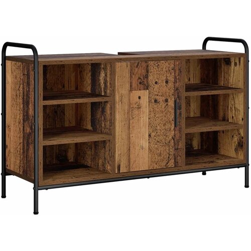  Set ormarića za kupaonicu 4 kom. Staro drvo 40 x 36 x 181 cm - Staro drvo Ormar ispod sudopera (1 vrata i 2 police) + viseći orm Slike