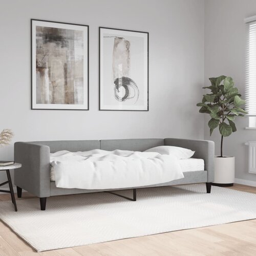 VidaXL Dnevna postelja z vzmetnico svetlo siva 90x200 cm blago Slike