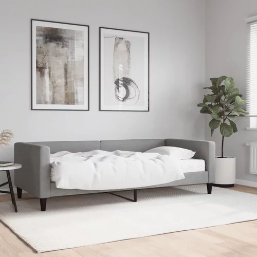 vidaXL Dnevna postelja z vzmetnico svetlo siva 90x200 cm blago