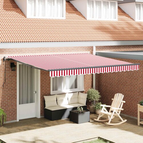  Skrovita tenda Crvena i bijela 400 &times; 300 cm Tkanina i Aluminij Cijene