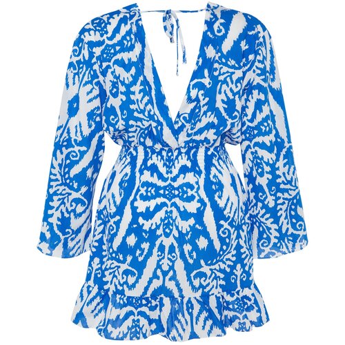 Trendyol Curve Plus Size Dress - Blue - Skater Cene