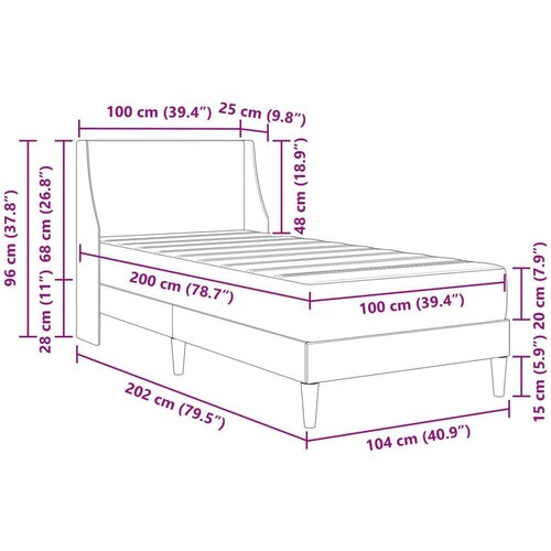  Okvir kreveta s madracem Zidne Tamno siva 100 x 200 cm tkanina - Tamno siva 100 x 200 cm Slike