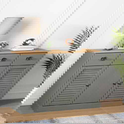 VidaXL Komoda s predali VIGO 113x40x75 cm siva trdna borovina Slike