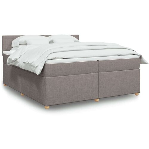 VidaXL Krevet s oprugama i madracem smeđesivi 200x200 cm od tkanine Slike