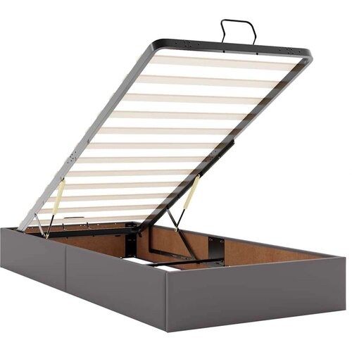 VidaXL Otomanski okvir kreveta s madracem sivi 90x190cm umjetna koža Slike