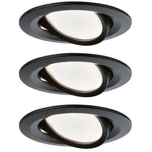 PAULMANN Set okruglih ugradbenih LED svjetiljki Nova (Crna, 6,5 W, Promjer: 84 mm, Pomična glava svjetiljke, 3 Kom.) Slike