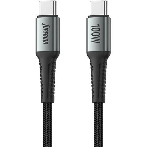 Superior Pleteni USB data kabal SU-K110, 100W, 5A, Type-C na Type-C, 2m, Sivi Cene