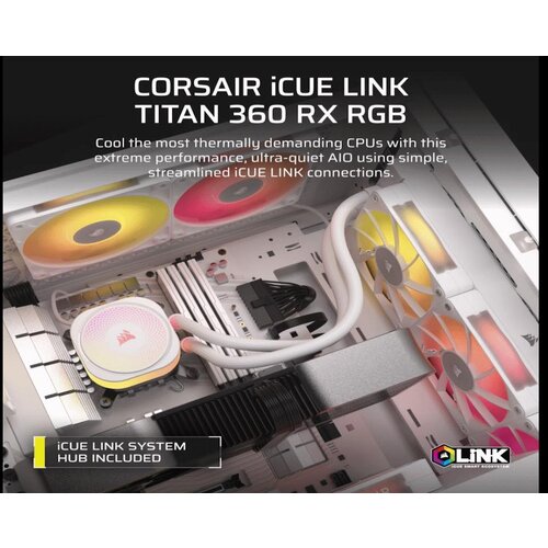 Corsair Kuler iCUE LINK TITAN 360 RX RGB/AIO/360mm/vodeno hladenje/bela Slike