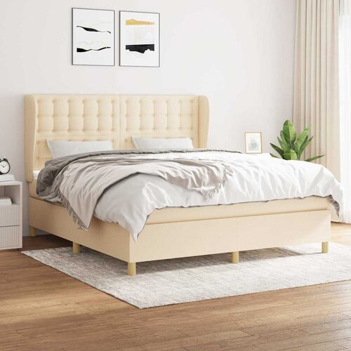  Krevet s oprugama i madracem krem 160x200 cm od tkanine Cijene