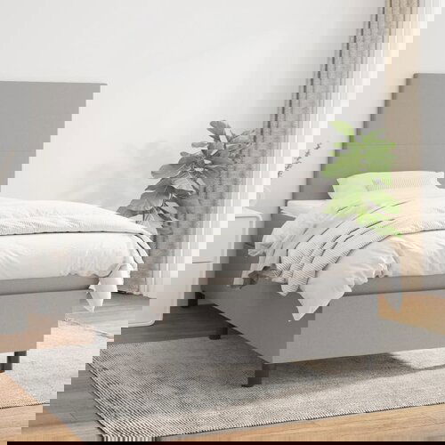 The Living Store Box spring postelja z vzmetnico svetlo siva 90x200 cm blago - Box Spring Postelja, (21437814) Slike
