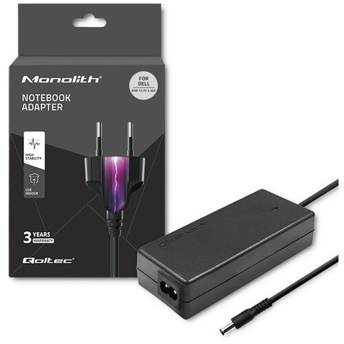 Qoltec 51516.90W Power adapter for Dell | 90W | 19.5V | 4.62A | 4.5*3.0+pin | +power cable Slike