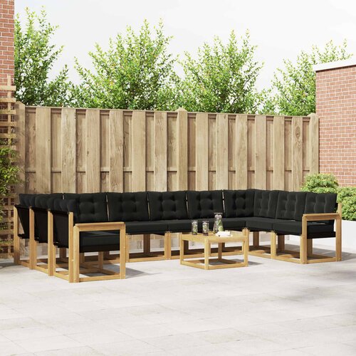  Set vanjskih sofa s jastukom 11 pcs Bijela i crna Cijene