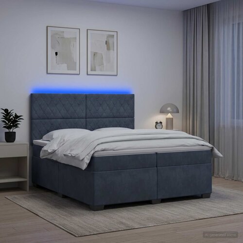  Boxspring krevet s madracem Tamnosiva 200 x 200 cm Bar&scaron;un Cijene