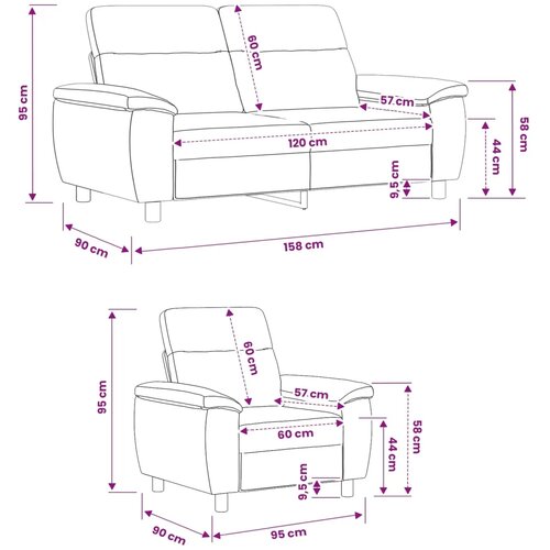  Set sofe 2 pcs Smeđa Umetnička suknja koža - Smeđa 1-Sjedalo + 2-Sjedalo (120 cm) Slike
