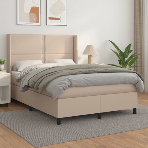  The Living Store Box spring postelja z vzmetnico kapučino 140x190cm umetno usnje - Box Spring Postelja, (21499391) Slike