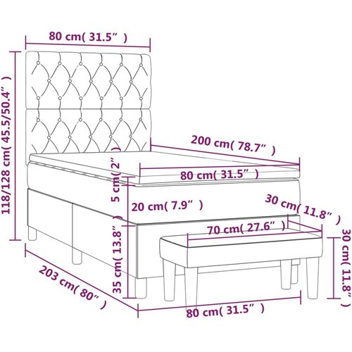  Okvir kreveta s oprugama i madrac krem 80x200 cm od tkanine Slike