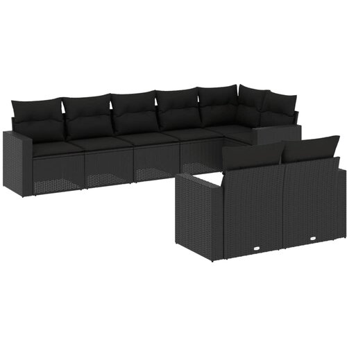  8-dijelni set vrtnih sofa od poliratana s jastucima crni Slike