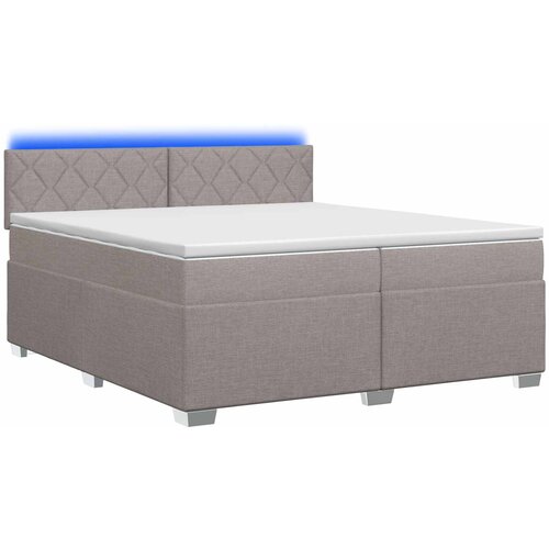  Krevet s box springom, madracem i LED-om Sivosmeđa 200 x 200 cm Slike